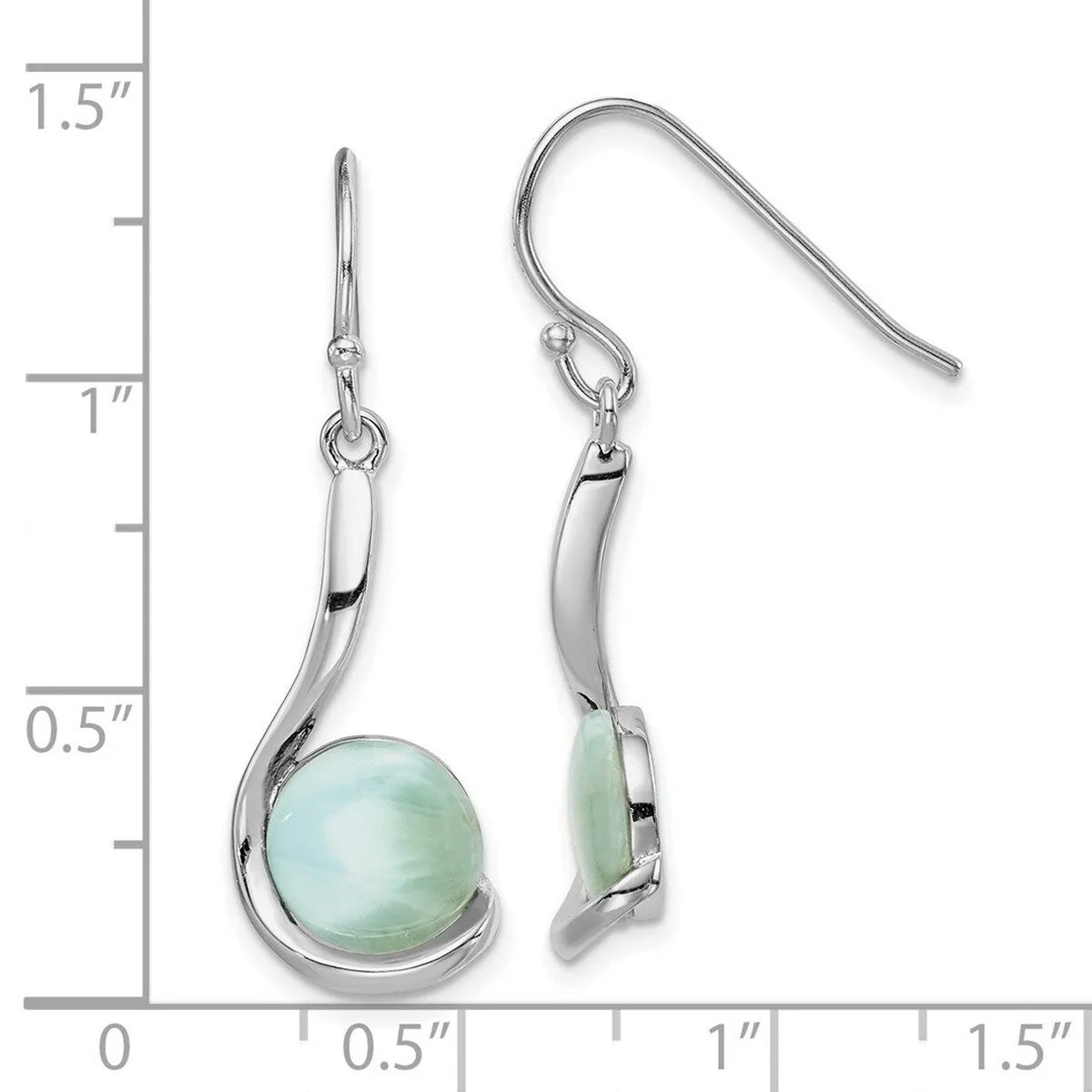 Curata 925 Sterling Silver Rhodium Plated Larimar Swirl Dangle Earrings - 34.47x10.73mm sold by Zulily product image thumbnail 4