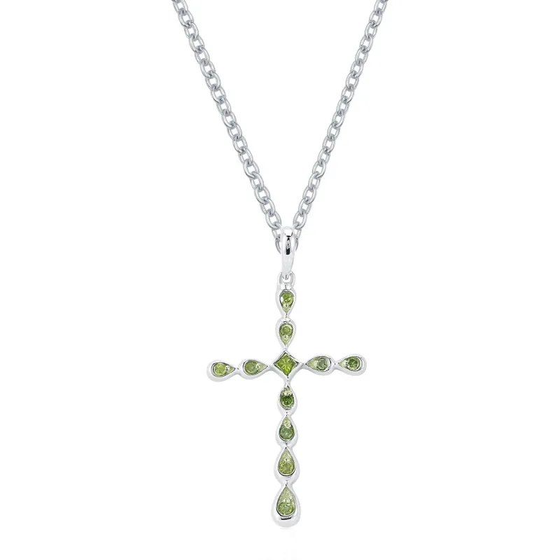 Sterling Silver Natural Green Diamond Cross Pendant sold by Zulily