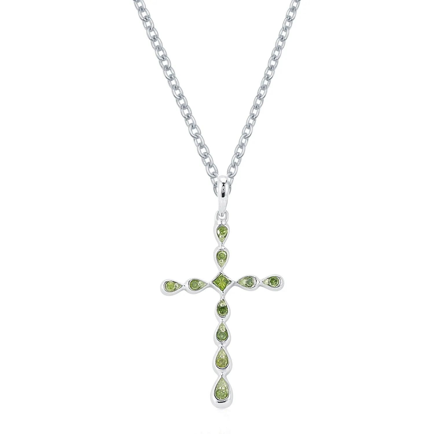 Sterling Silver Natural Green Diamond Cross Pendant sold by Zulily