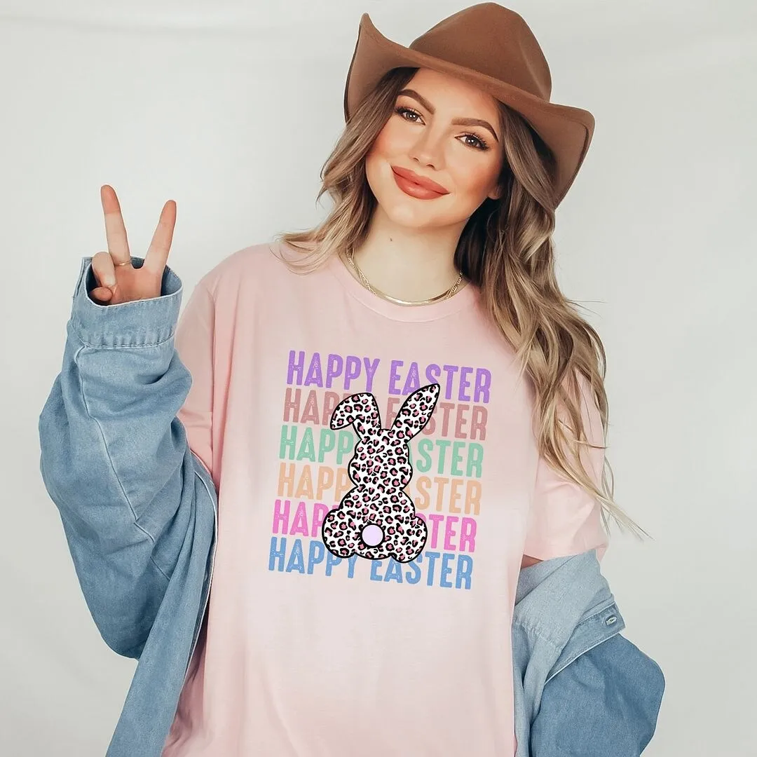 Easter Stacked Leopard Bunny Short Sleeve Crewnneck Tee sold by Zulily product image thumbnail 3