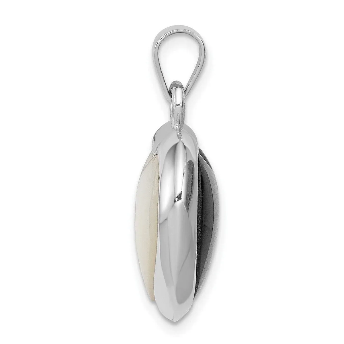 Curata 925 Sterling Silver Polished Reversible Simulated Onyx and Simulated Mother of Pearl Reversable Heart Pendant sold by Zulily product image thumbnail 3