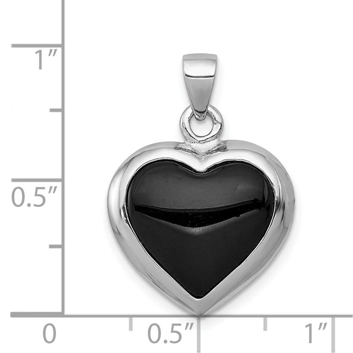 Curata 925 Sterling Silver Polished Reversible Simulated Onyx and Simulated Mother of Pearl Reversable Heart Pendant sold by Zulily product image thumbnail 4