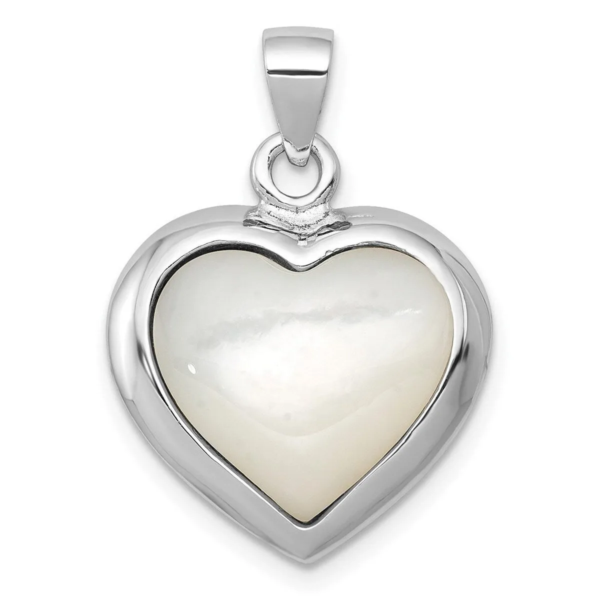 Curata 925 Sterling Silver Polished Reversible Simulated Onyx and Simulated Mother of Pearl Reversable Heart Pendant sold by Zulily product image thumbnail 2