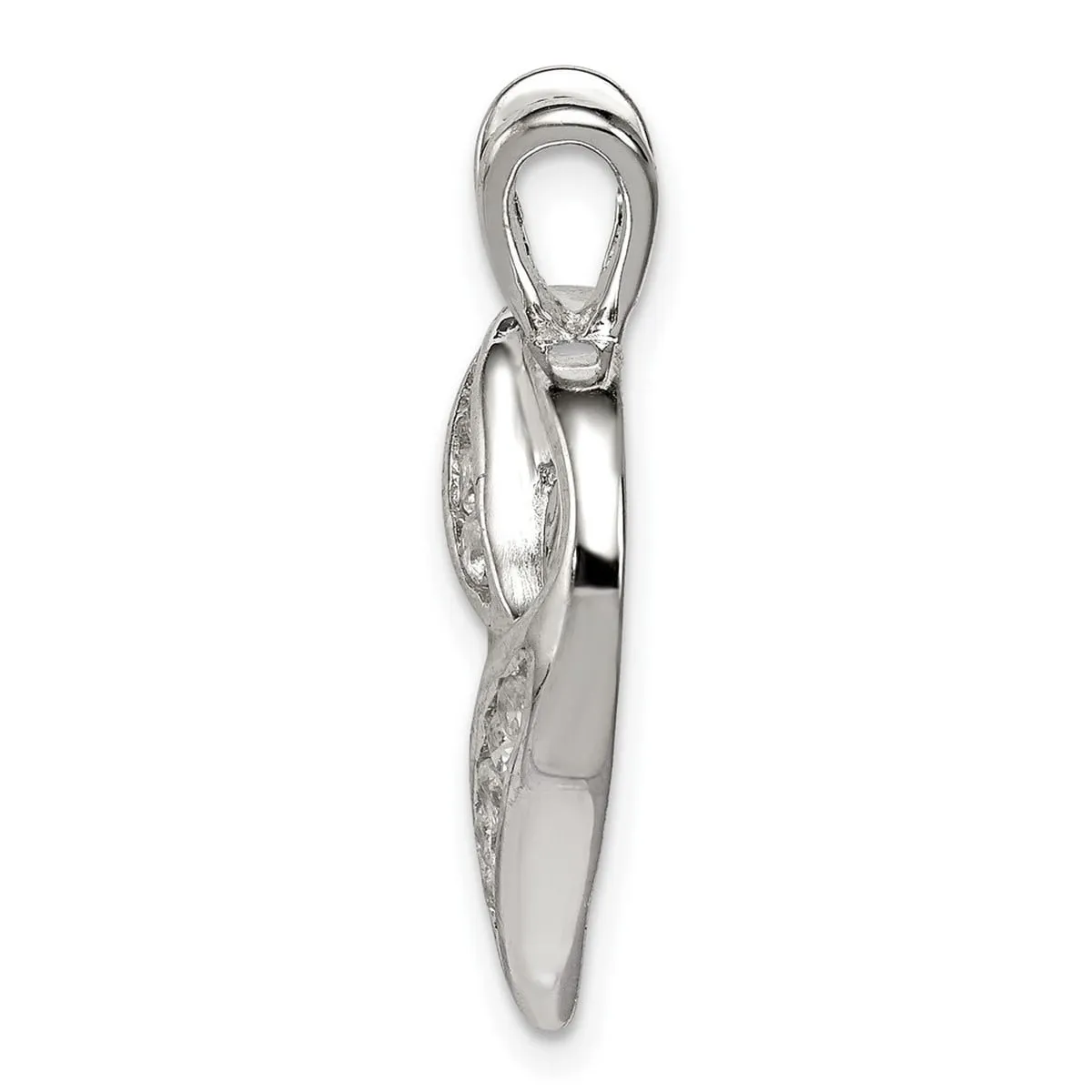 Curata 925 Sterling Silver 18" Polished Channel set Cubic Zirconia Heart Pendant Necklace - 25x19mm sold by Zulily product image thumbnail 3