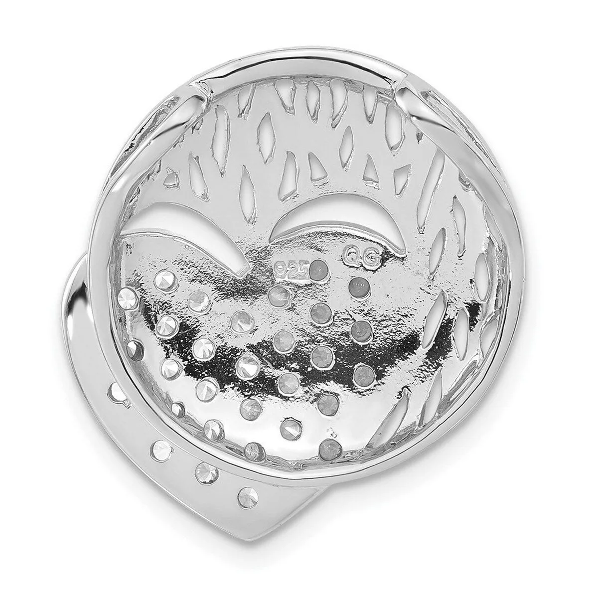 Curata 925 Sterling Silver Polished Brushed Disc Cubic Zirconia Heart Slide Pendant - 23.6x22.1mm sold by Zulily product image thumbnail 2