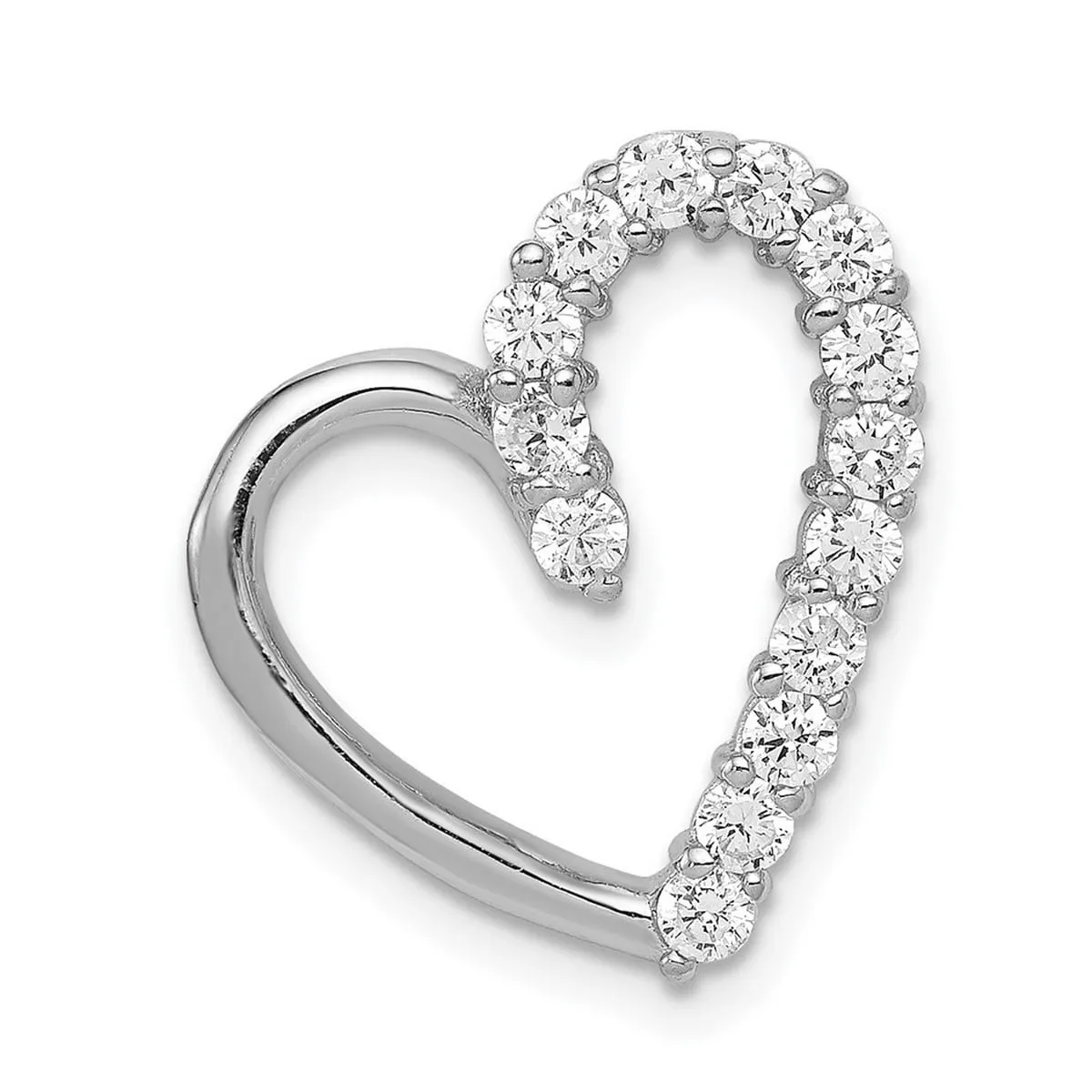 Curata 925 Sterling Silver 18" Polished Cubic Zirconia Heart Pendant Necklace - 19x15mm sold by Zulily