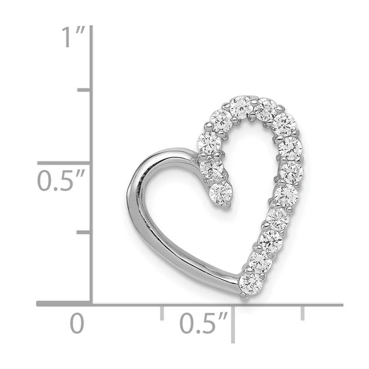 Curata 925 Sterling Silver 18" Polished Cubic Zirconia Heart Pendant Necklace - 19x15mm sold by Zulily product image thumbnail 4