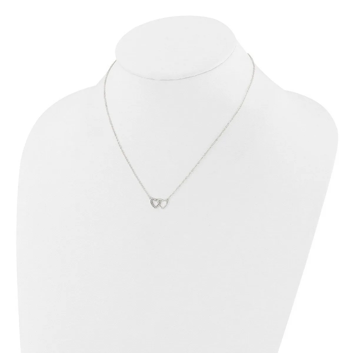 Curata 925 Sterling Silver 18" E coating Cubic Zirconia Double Heart 2" Extension Necklace - 16" 8.1mm sold by Zulily product image thumbnail 3