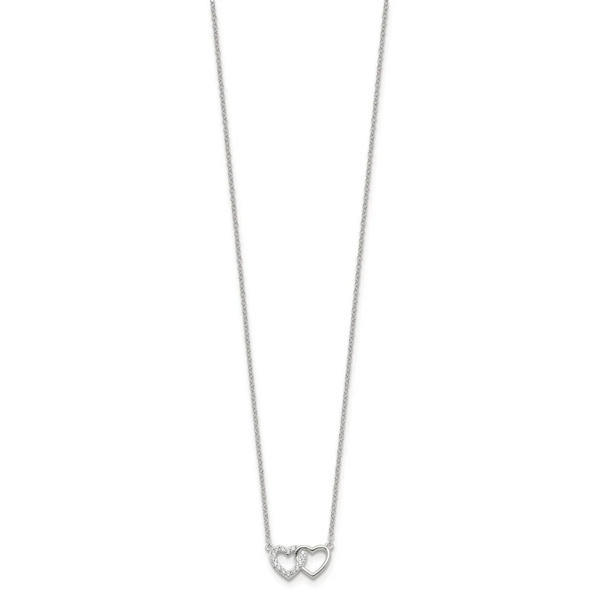 Curata 925 Sterling Silver 18" E coating Cubic Zirconia Double Heart 2" Extension Necklace - 16" 8.1mm sold by Zulily product image thumbnail 2