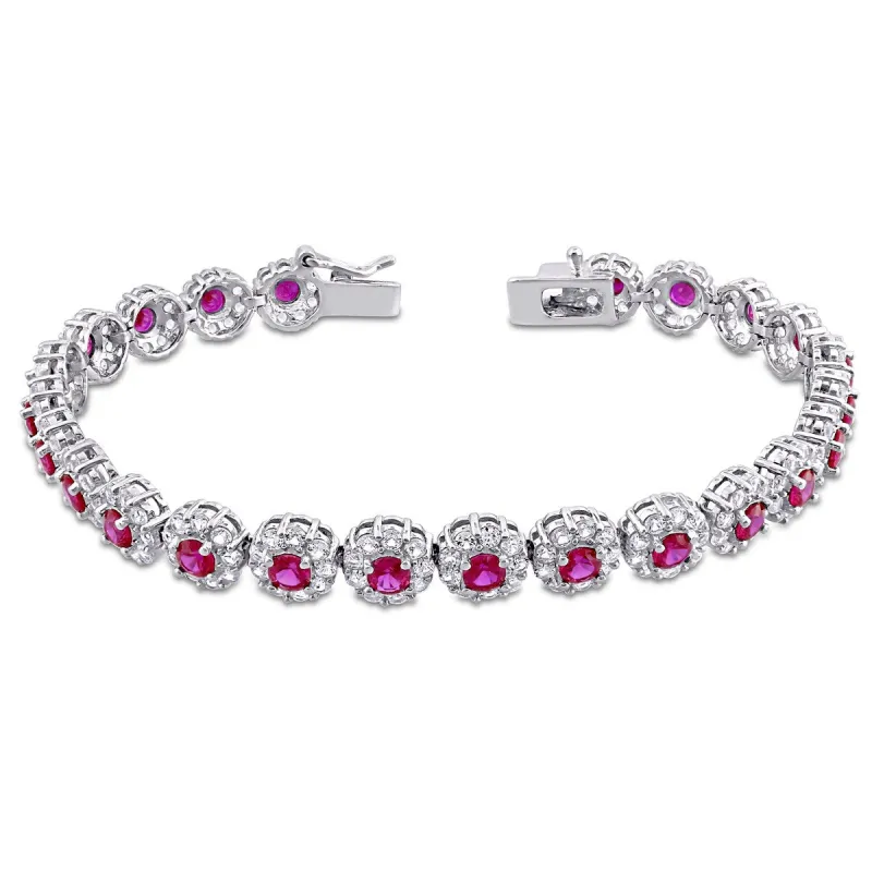 Red Cubic Zirconia & Created White Sapphire Bracelet Silver White Length (inches): 7 sold by Zulily