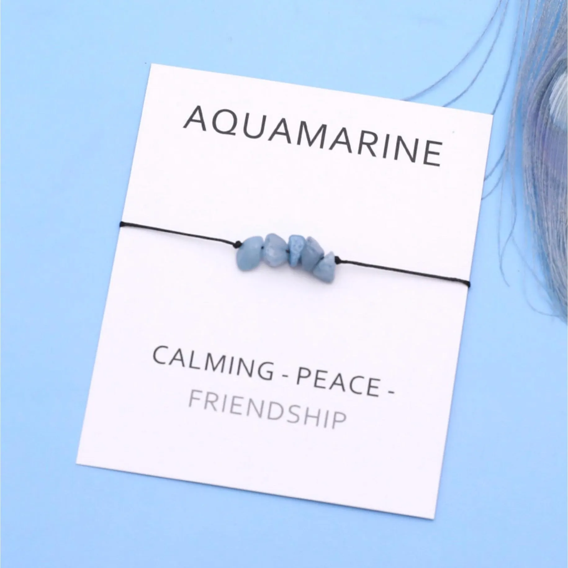 Aquamarine Embellished 'Friendship' Black Bracelet - 5" to 9" sold by Zulily