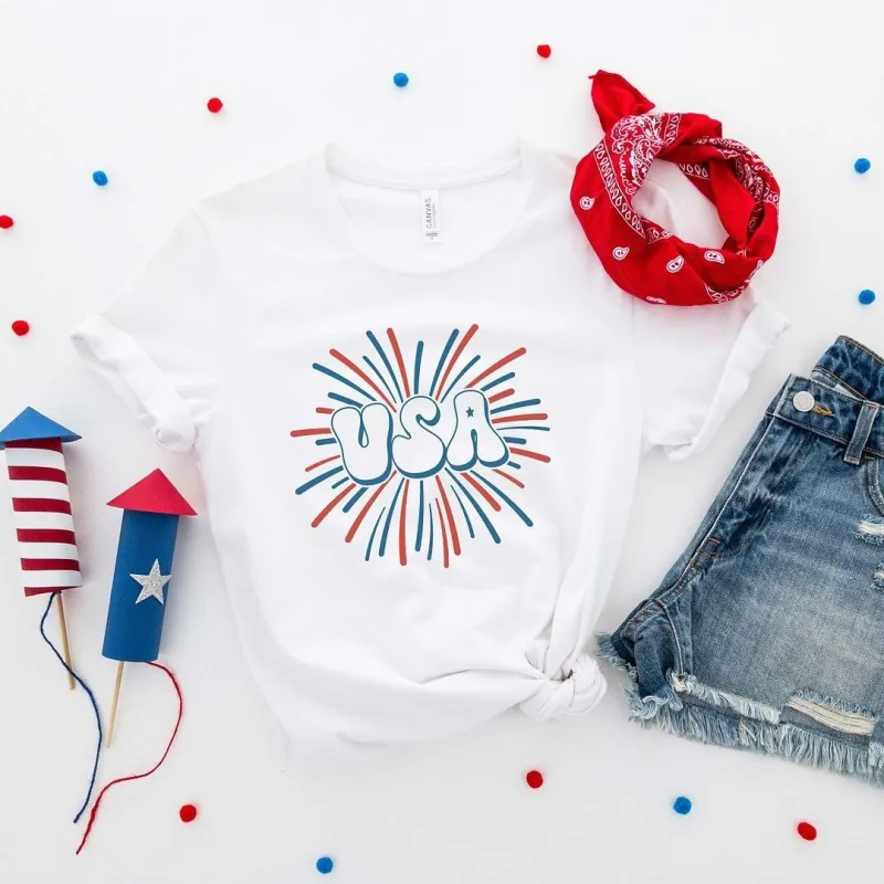 USA Firework Short Sleeve Crewnneck Tee sold by Zulily
