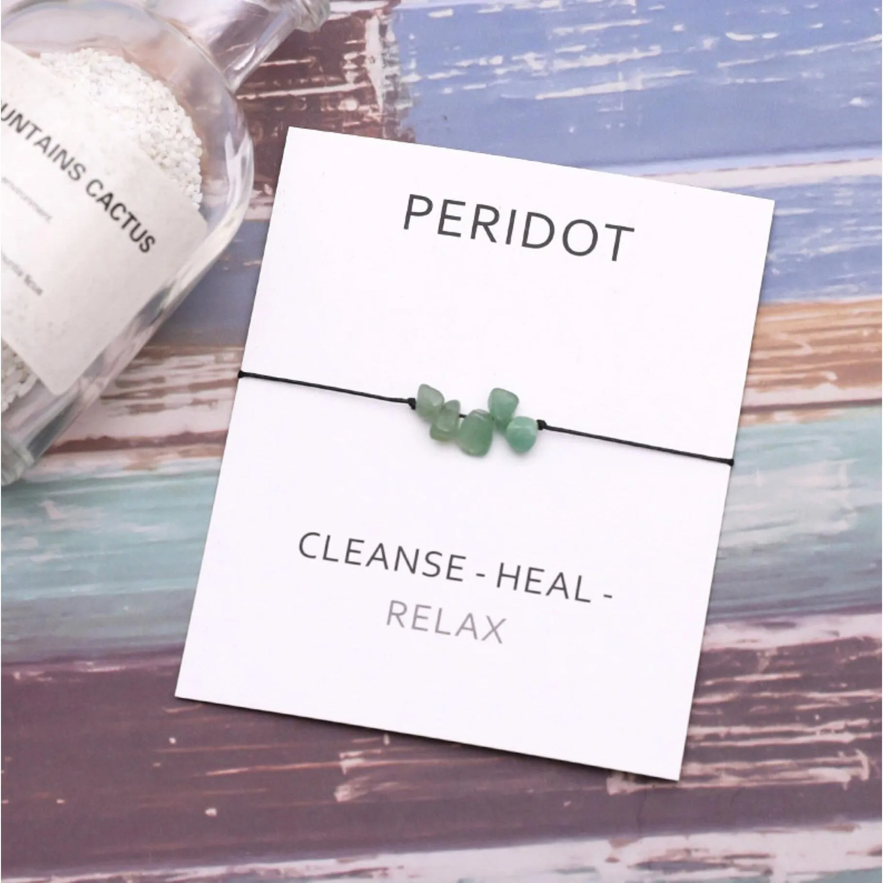 Peridot Embellished 'Relax' Black Adjustable Bracelet - 5" to 9" sold by Zulily