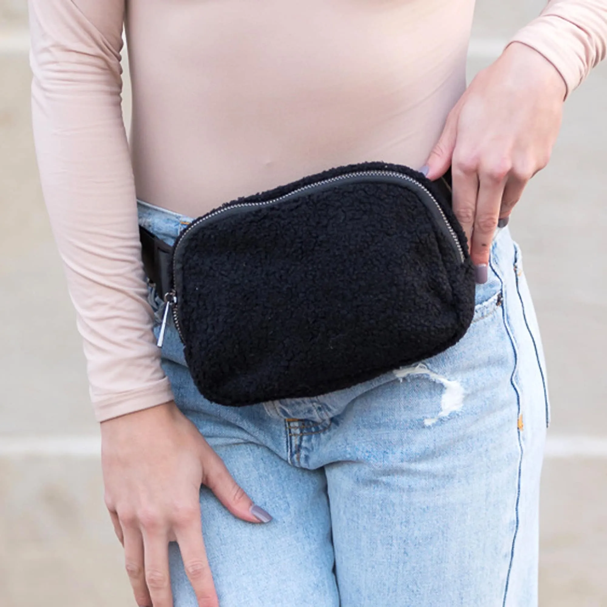 Lola Boucle Sherpa Sling Belt Bum Bag Fanny Pack sold by Zulily product image thumbnail 3