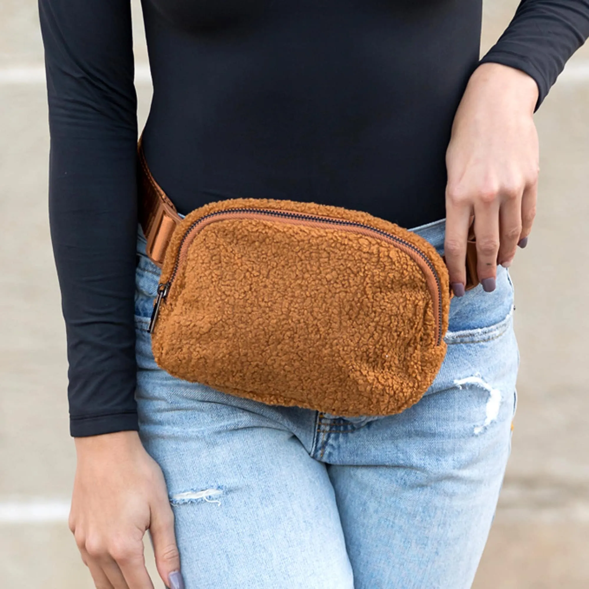 Lola Boucle Sherpa Sling Belt Bum Bag Fanny Pack sold by Zulily product image thumbnail 5