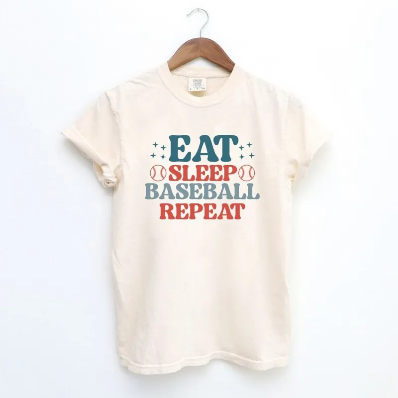 Eat Sleep Baseball Repeat Colorful Garment Dyed Tee sold by Zulily