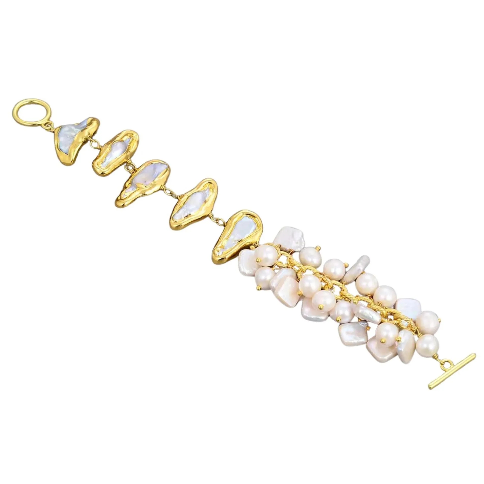Statement Bracelet With Biwa, Keshi Freshwater Pearls sold by Zulily product image thumbnail 3