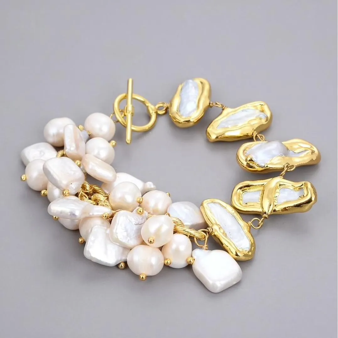 Statement Bracelet With Biwa, Keshi Freshwater Pearls sold by Zulily product image thumbnail 5