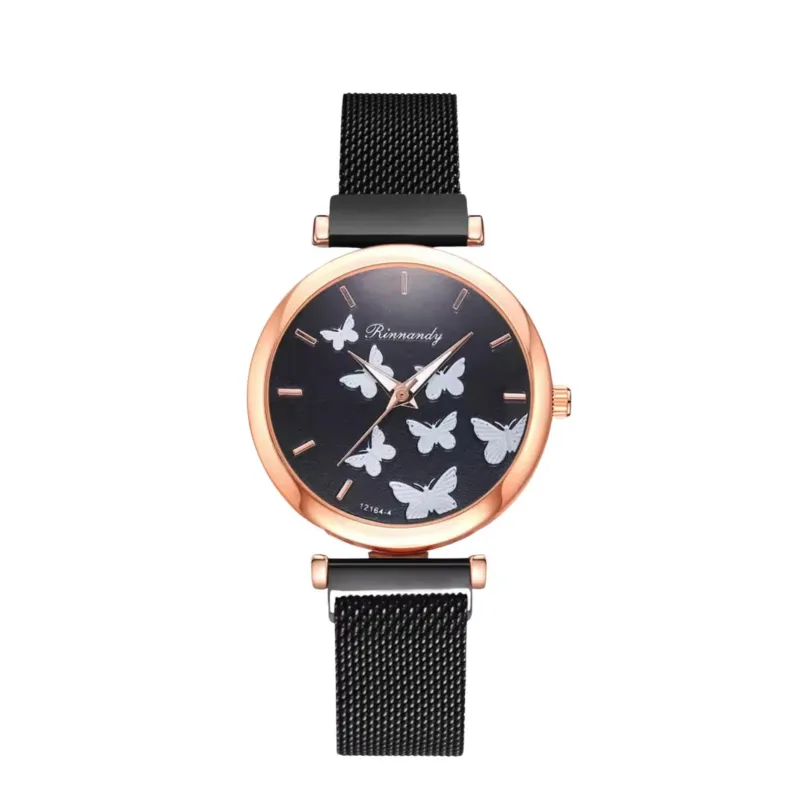 Black Crystal Rose Goldtone Butterfly Mesh-strap Watch sold by Zulily