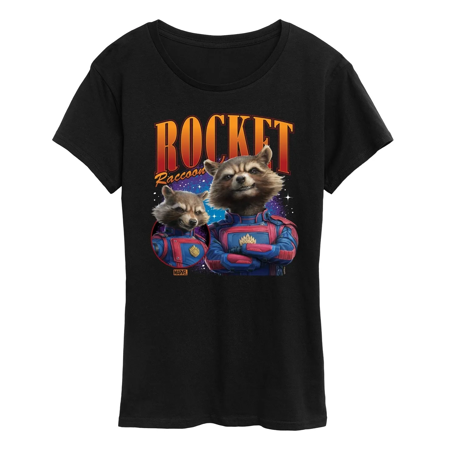 Women's Guardians Of The Galaxy Rocket Raccoon Bootleg Short Sleeve Tee sold by Zulily