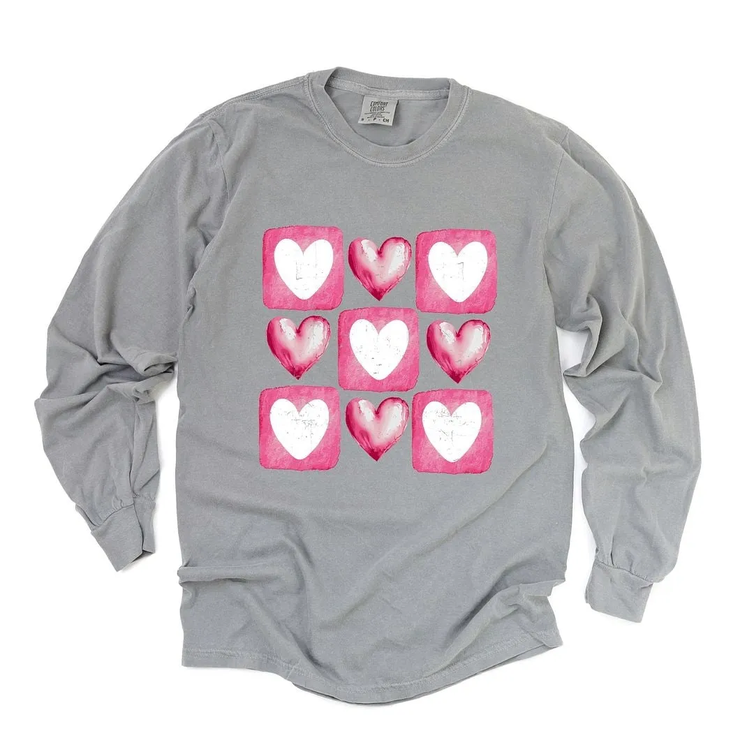 Pink Heart Grid Garment Dyed Long Sleeve sold by Zulily product image thumbnail 2