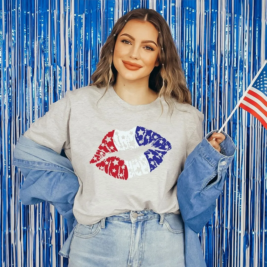Patriotic Lips Short Sleeve Crewnneck Tee sold by Zulily product image thumbnail 3