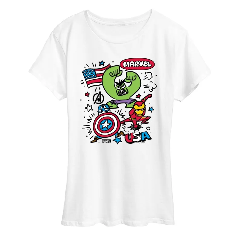 Women's Marvel USA Sketch Short Sleeve Tee sold by Zulily