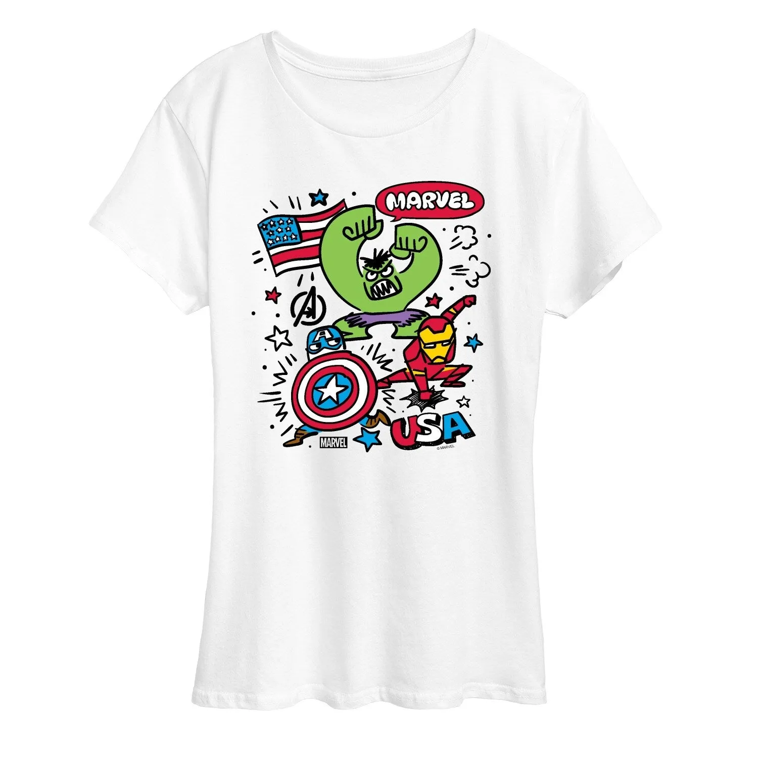 Women's Marvel USA Sketch Short Sleeve Tee sold by Zulily