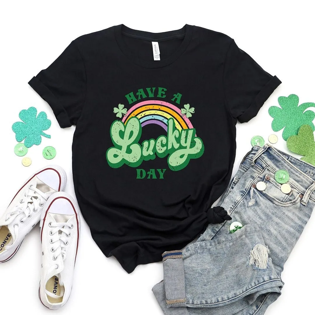 Lucky Day Rainbow Short Sleeve Crewnneck Tee sold by Zulily