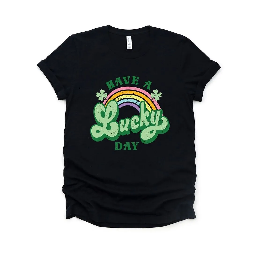 Lucky Day Rainbow Short Sleeve Crewnneck Tee sold by Zulily product image thumbnail 2