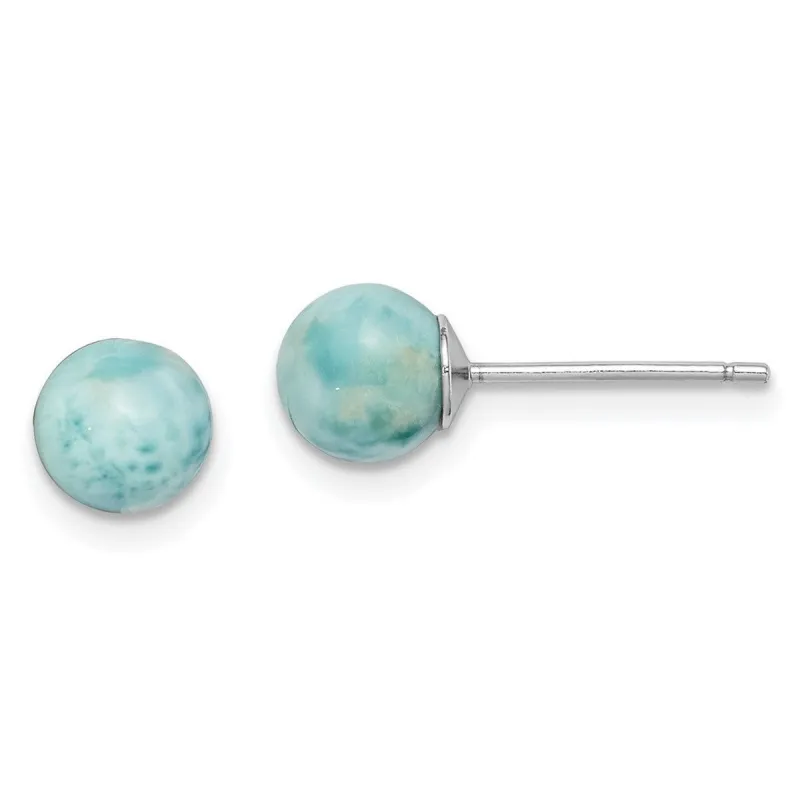 Curata 925 Sterling Silver Rhodium Plated Light Blue Larimar Post Earrings - 6.34x6.15mm sold by Zulily
