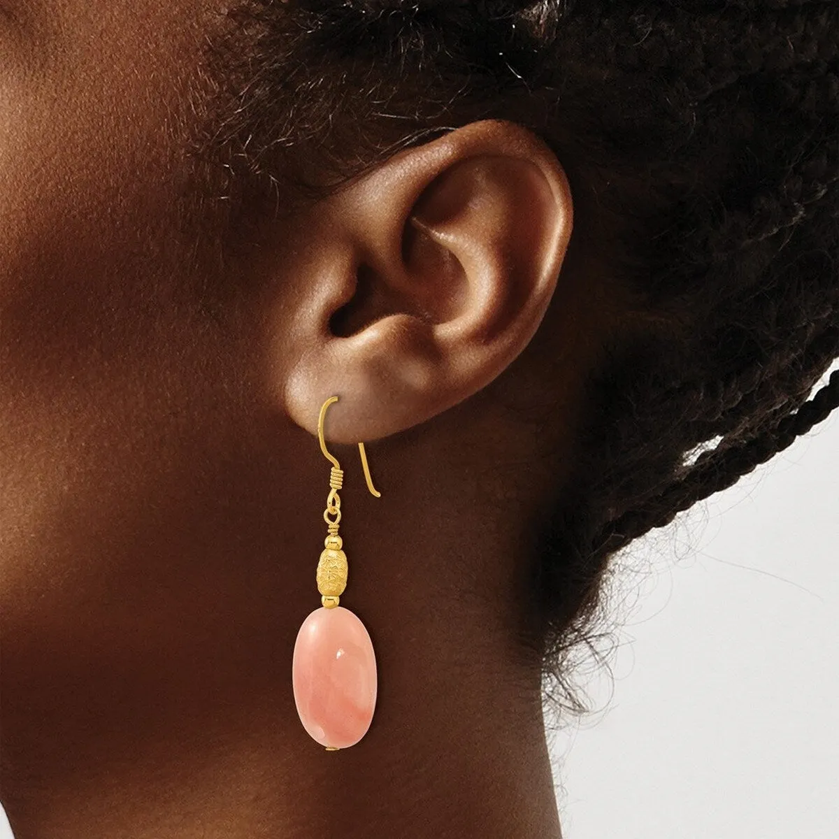 Curata 925 Sterling Silver Gold Plated Red Aventurine Dangle Earrings - 49.8x15.5mm sold by Zulily product image thumbnail 2