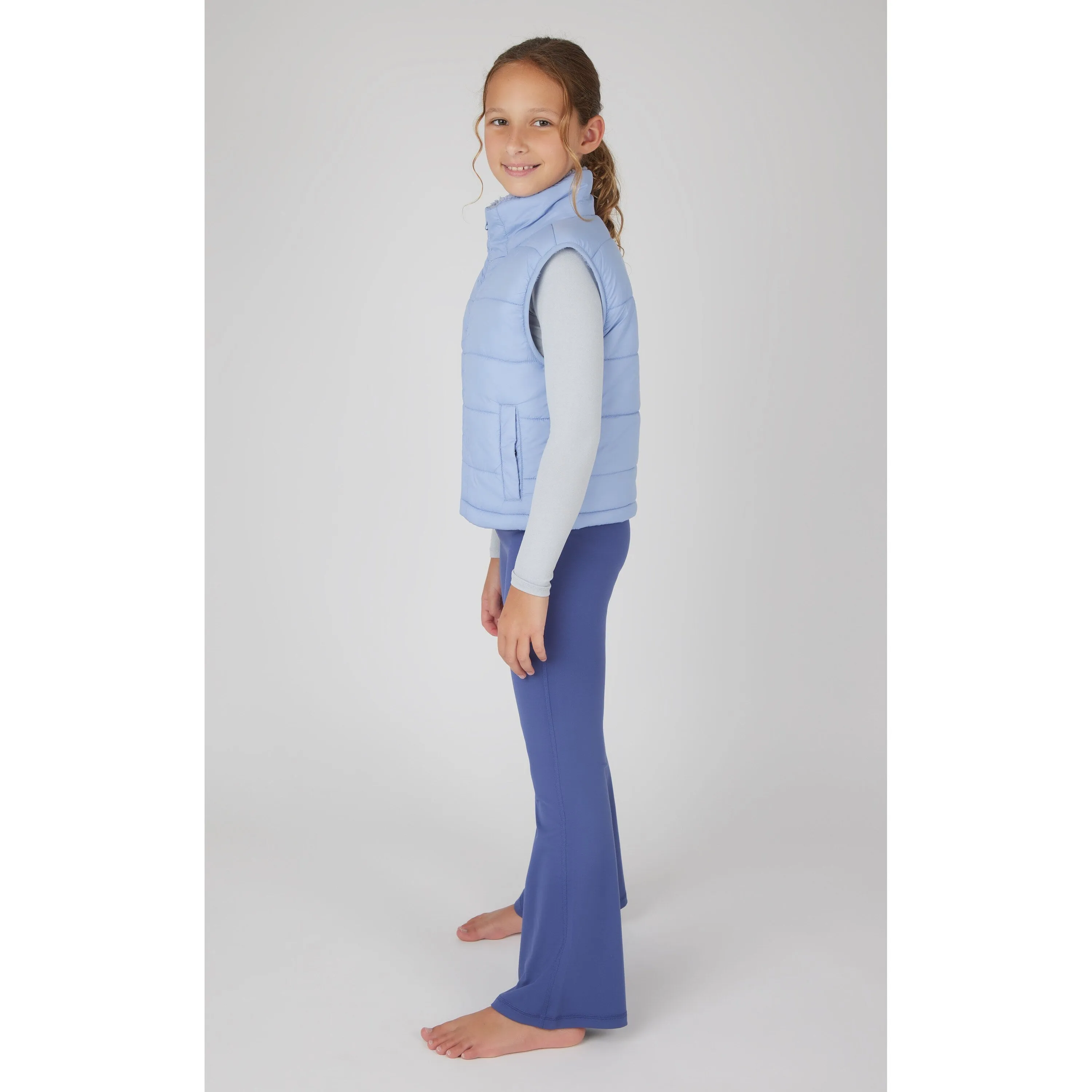 Yogalicious Girls Woven Keepin' Cozy Quilted Vest with Leighton Full Length Long Sleeve and Lux Everyday Flared Leg Pant Set sold by Zulily product image thumbnail 5