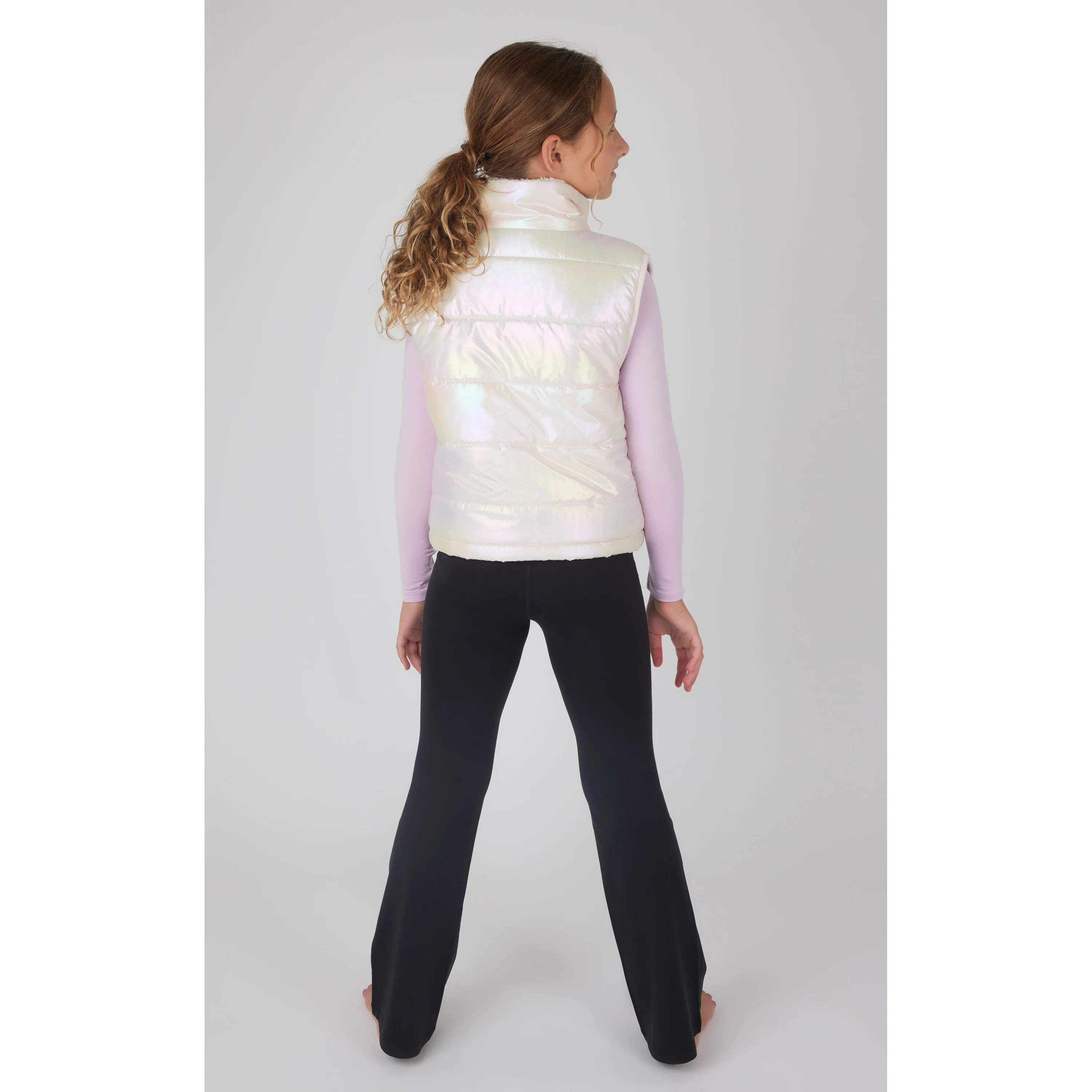Yogalicious Girls Woven Keepin' Cozy Quilted Vest with Leighton Full Length Long Sleeve and Lux Everyday Flared Leg Pant Set sold by Zulily product image thumbnail 3