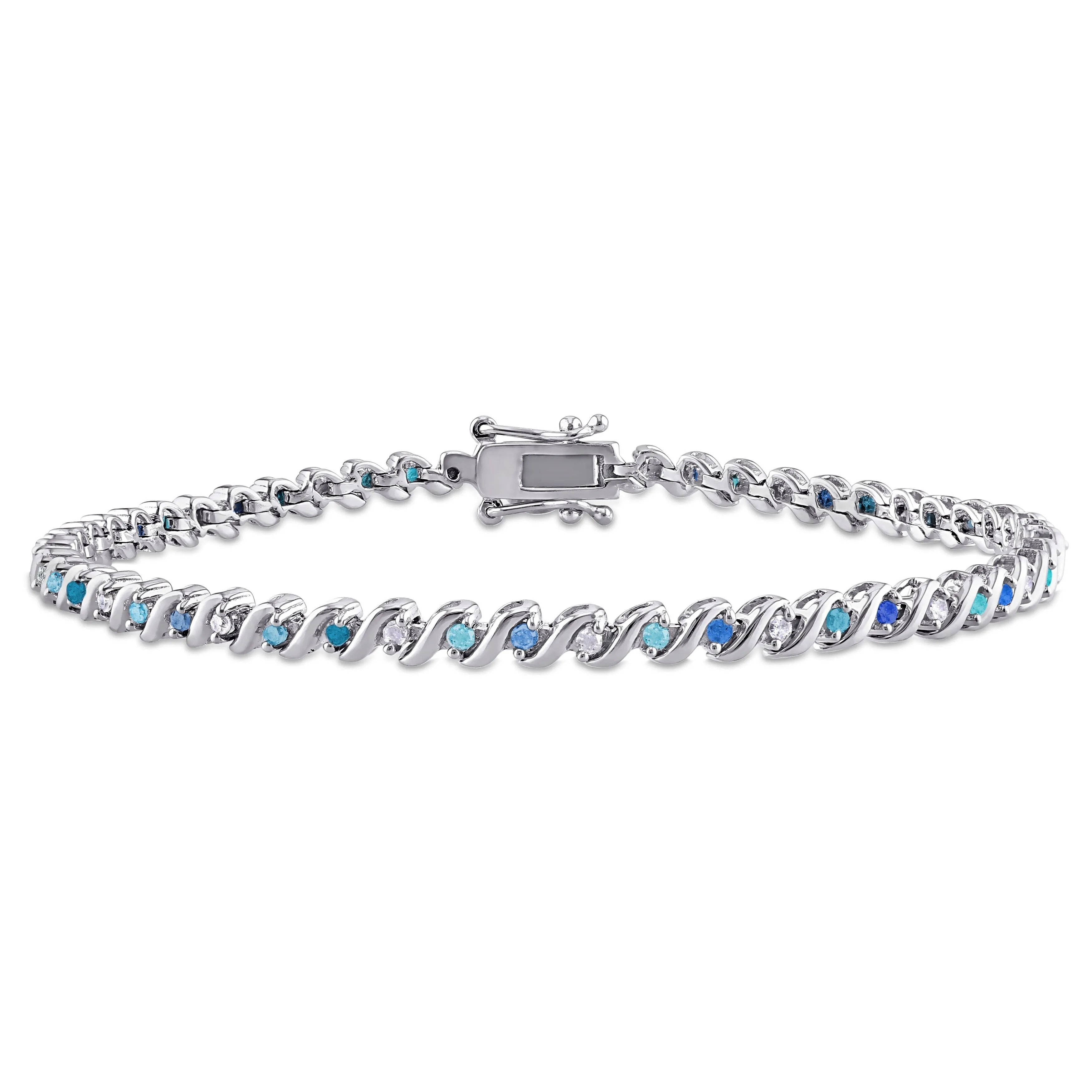 V3 Jewelry 925 Sterling Silver with Round Shape Natural Multi Gemstone Tennis Bracelet-8" for Women sold by Zulily