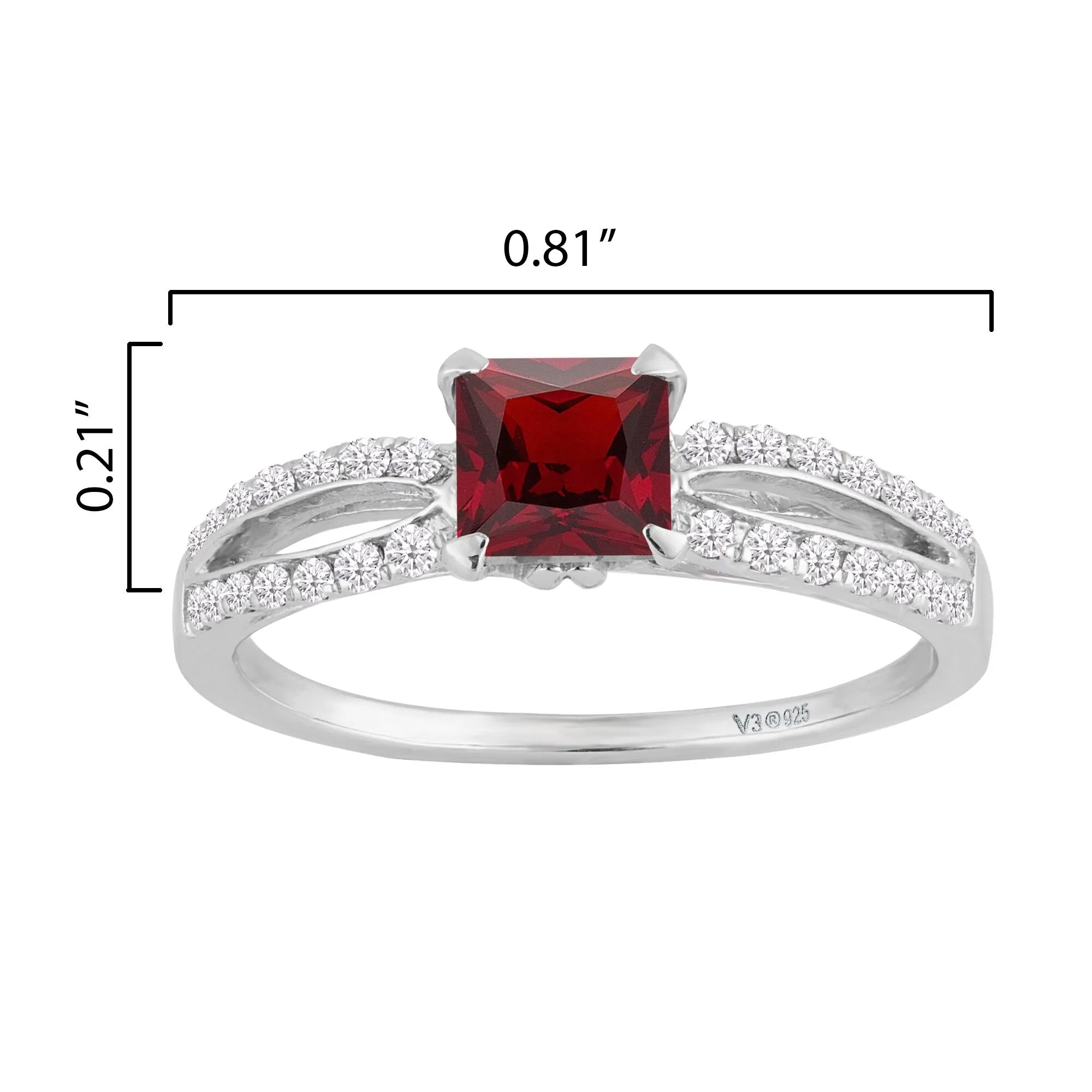 Sterlling Silver with Natural Garnet and White Diamond Solitaire Ring sold by Zulily product image thumbnail 3