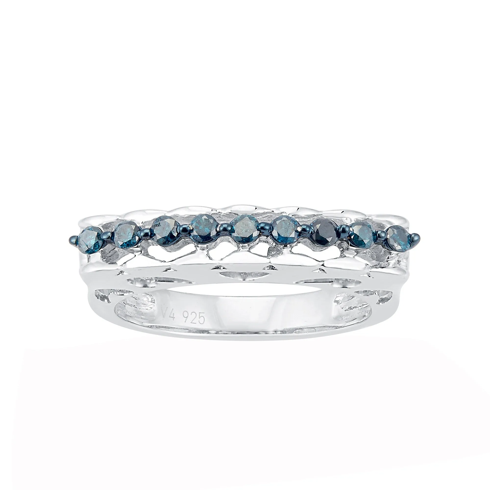 Sterling Silver with Real Blue Diamond Band Ring sold by Zulily product image thumbnail 2