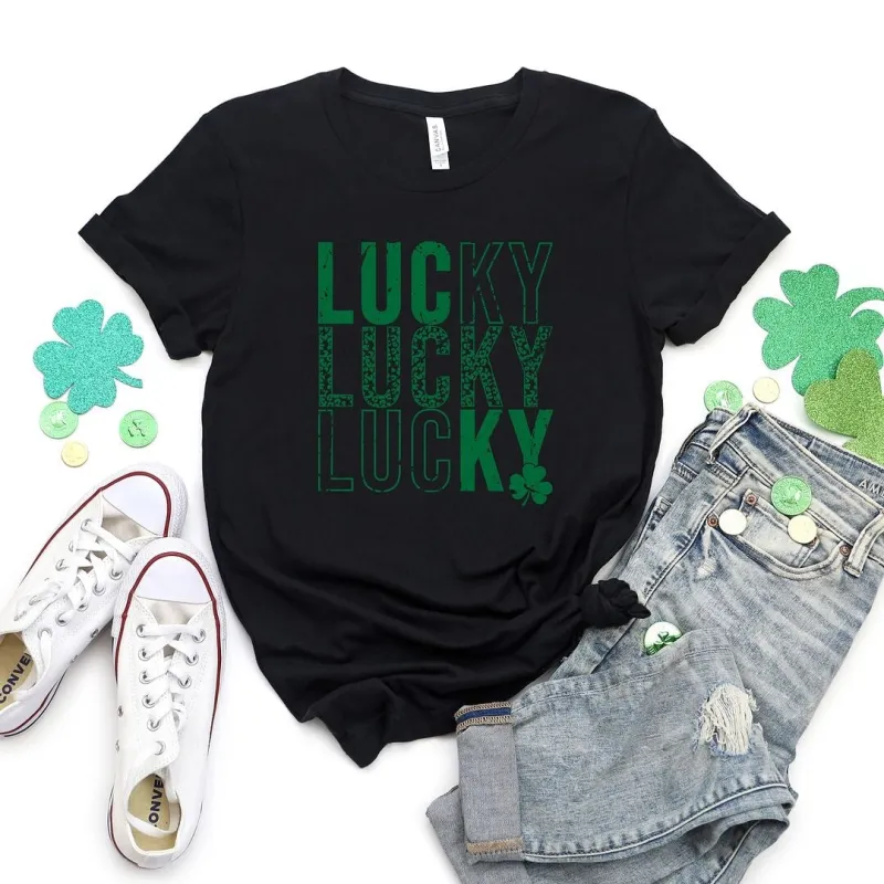 Lucky Stacked Distressed Short Sleeve Crewnneck Tee sold by Zulily
