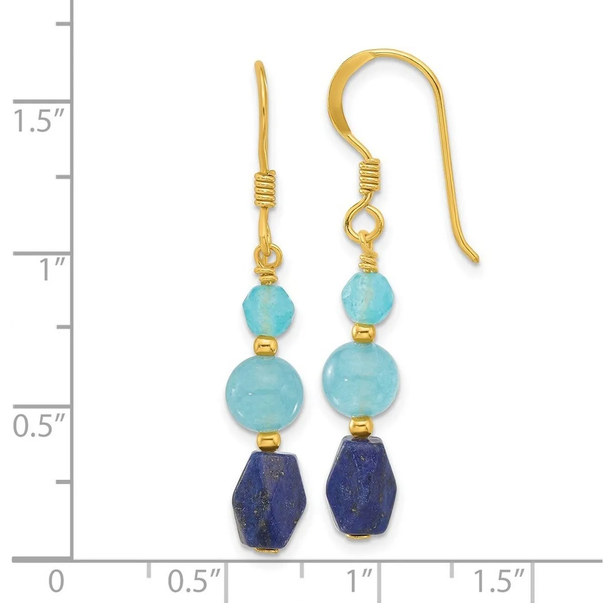 Curata 925 Sterling Silver Gold Plated Lapis and Blue Quartz Dangle Earrings - 40.5x6.5mm sold by Zulily product image thumbnail 4