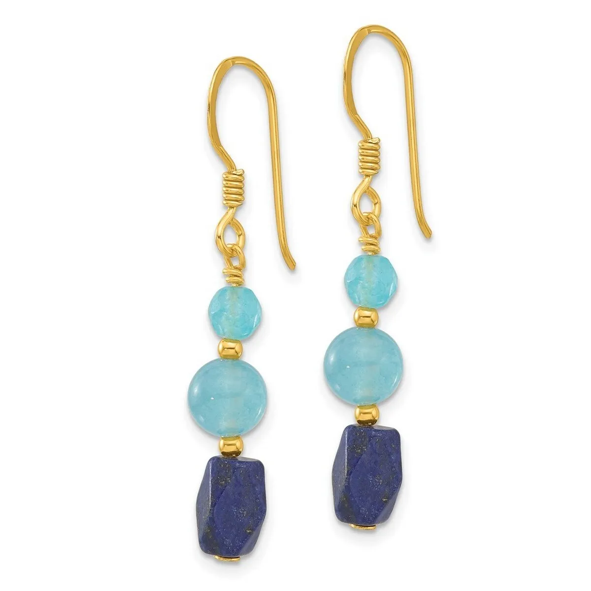 Curata 925 Sterling Silver Gold Plated Lapis and Blue Quartz Dangle Earrings - 40.5x6.5mm sold by Zulily product image thumbnail 3