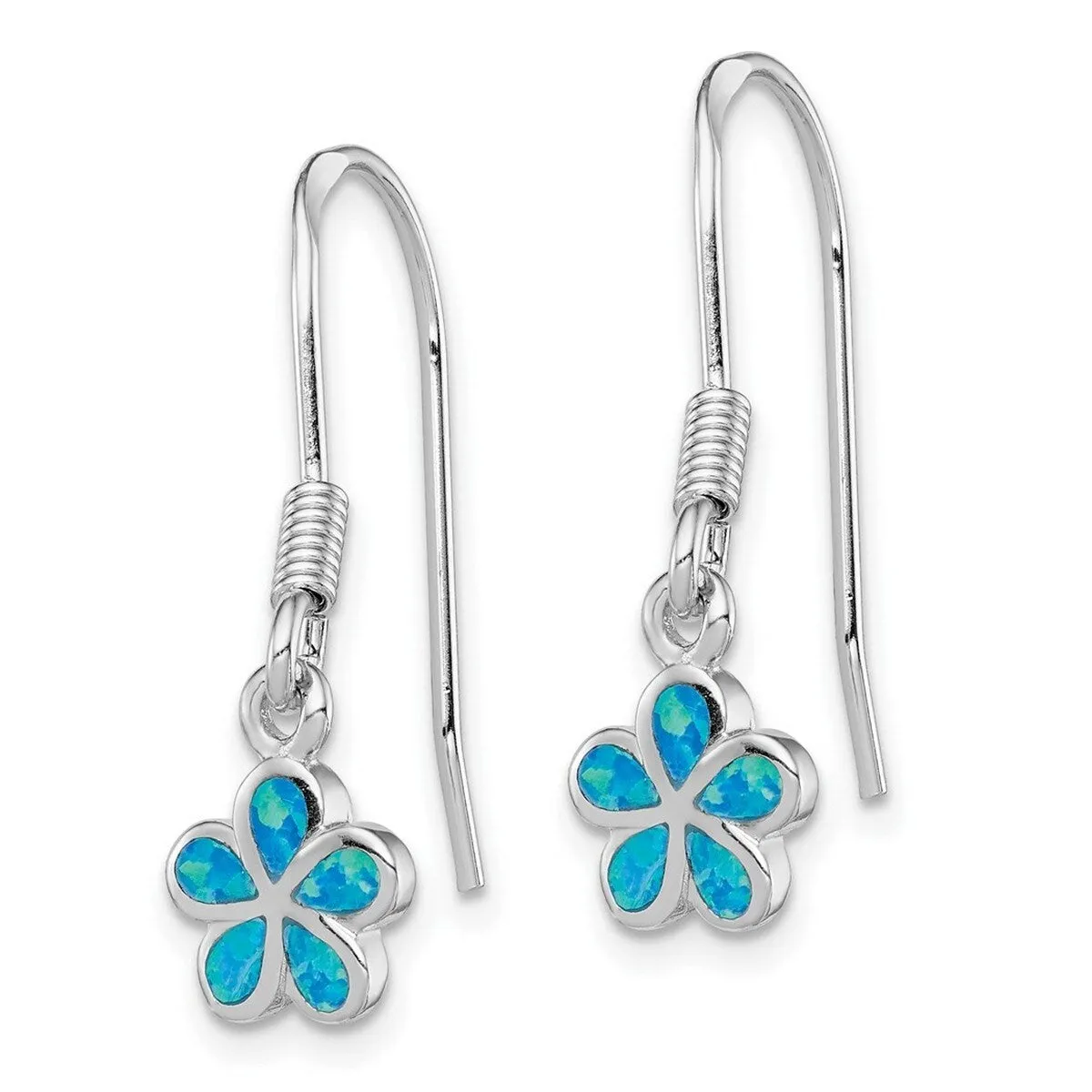 Curata 925 Sterling Silver Blue Simulated Opal Inlay Flower Dangle Earrings - 25x8mm sold by Zulily product image thumbnail 3