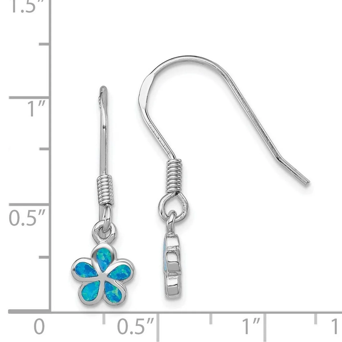 Curata 925 Sterling Silver Blue Simulated Opal Inlay Flower Dangle Earrings - 25x8mm sold by Zulily product image thumbnail 4