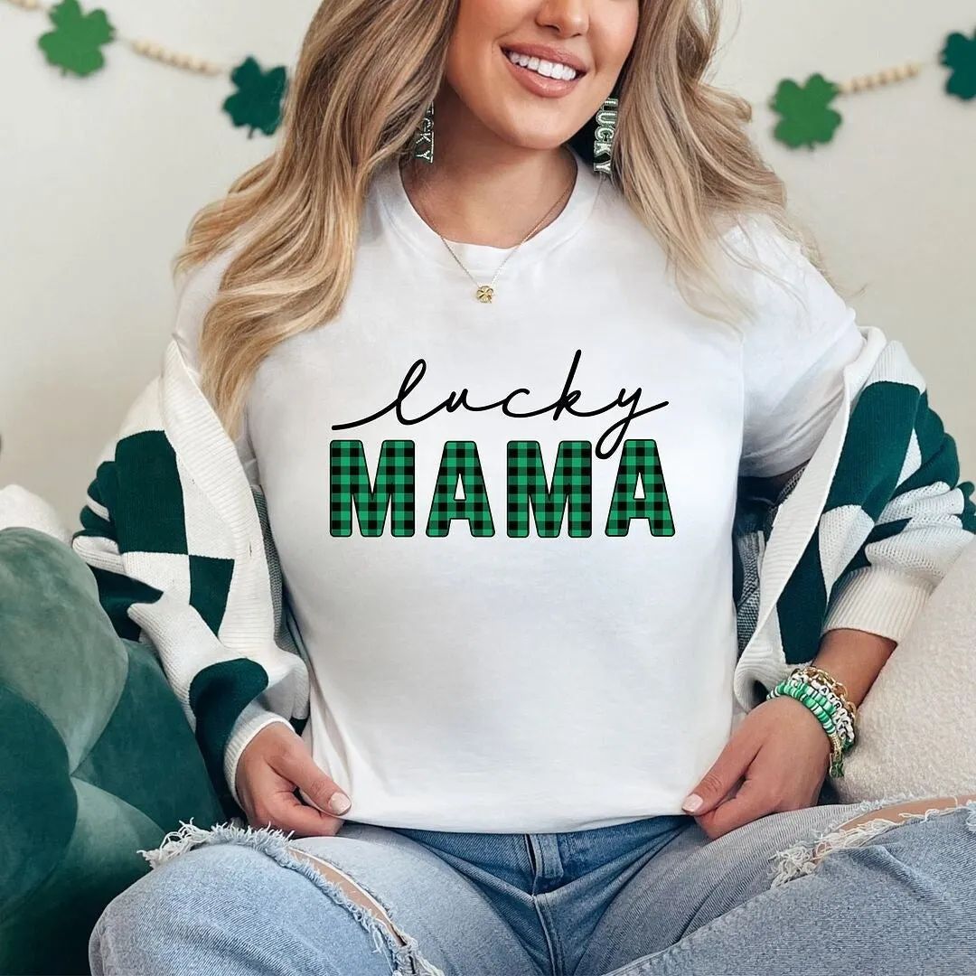 Lucky Mama Buffalo Plaid Short Sleeve Crewnneck Tee sold by Zulily product image thumbnail 3