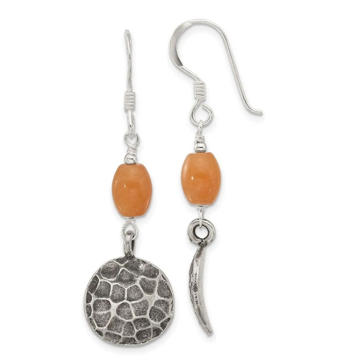 Curata 925 Sterling Silver Oxidized Aventurine Dangle Hook Earrings - 48.5x14.1mm sold by Zulily