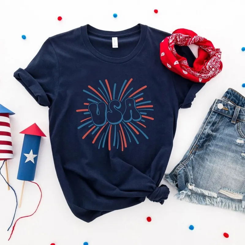 USA Firework Short Sleeve Crewnneck Tee made by Zulily
