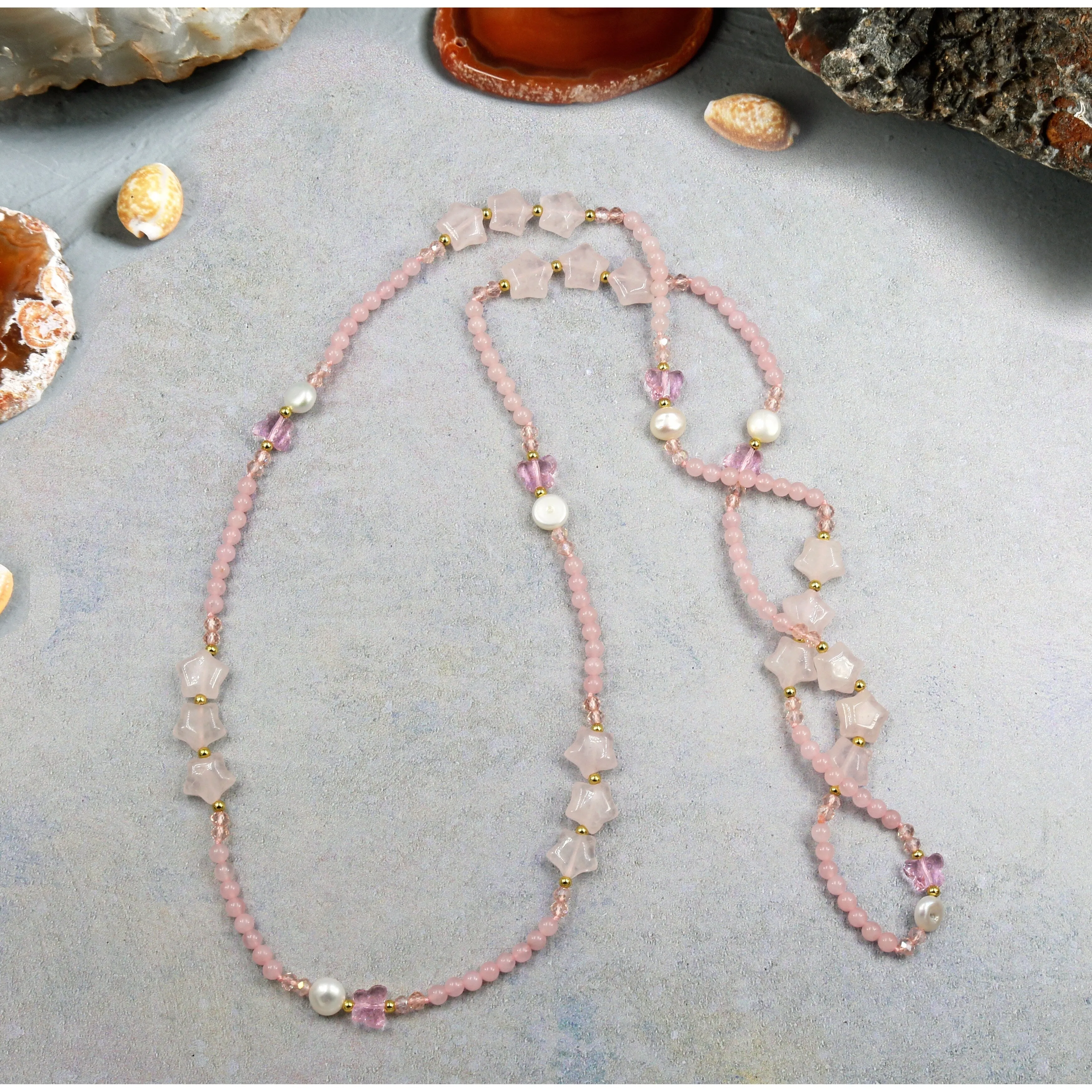 Delicate Rose Quartz Jewelry Set with Matching Bracelets sold by Zulily product image thumbnail 2