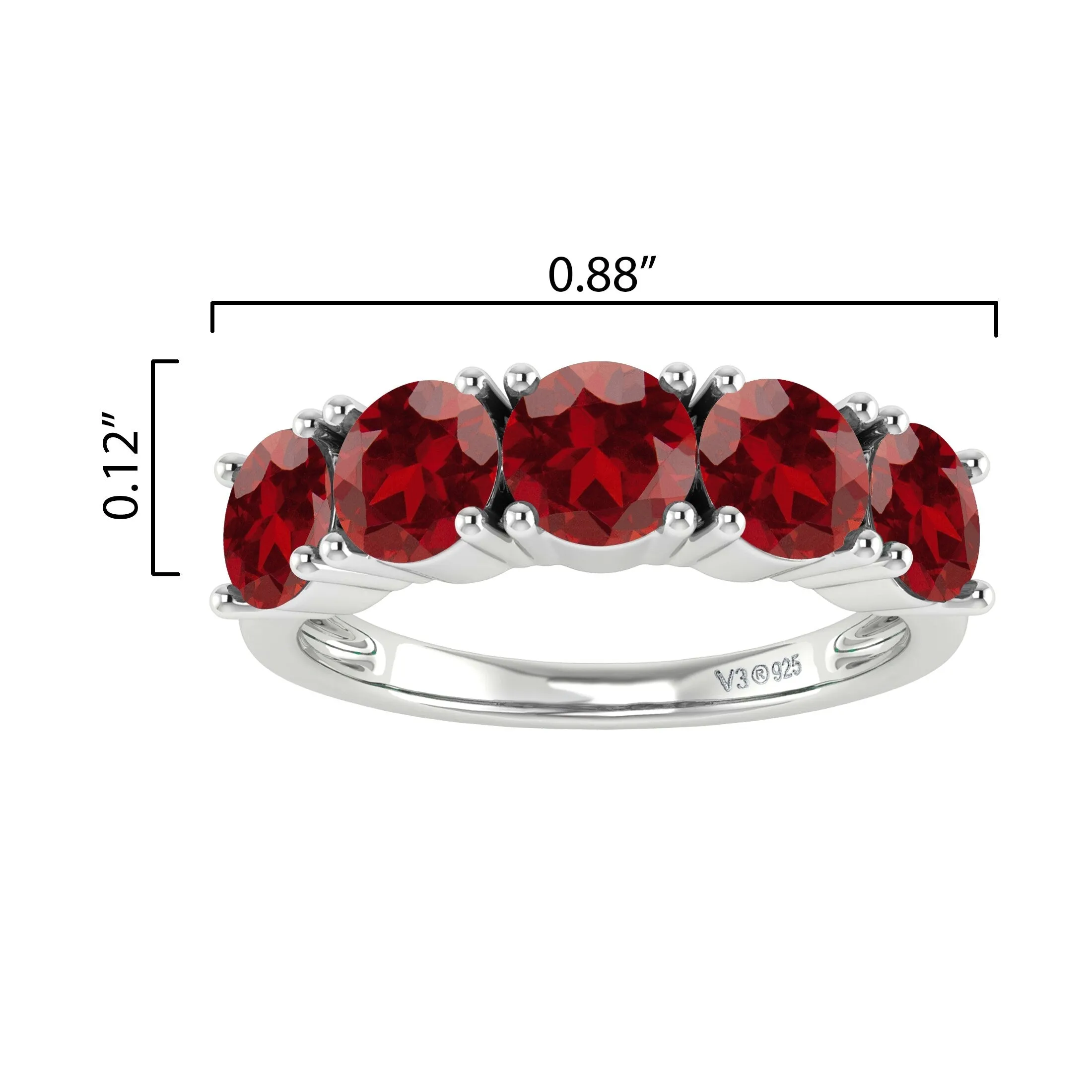 Sterling Silver Natural Garnet Five Stone Band Ring sold by Zulily product image thumbnail 4