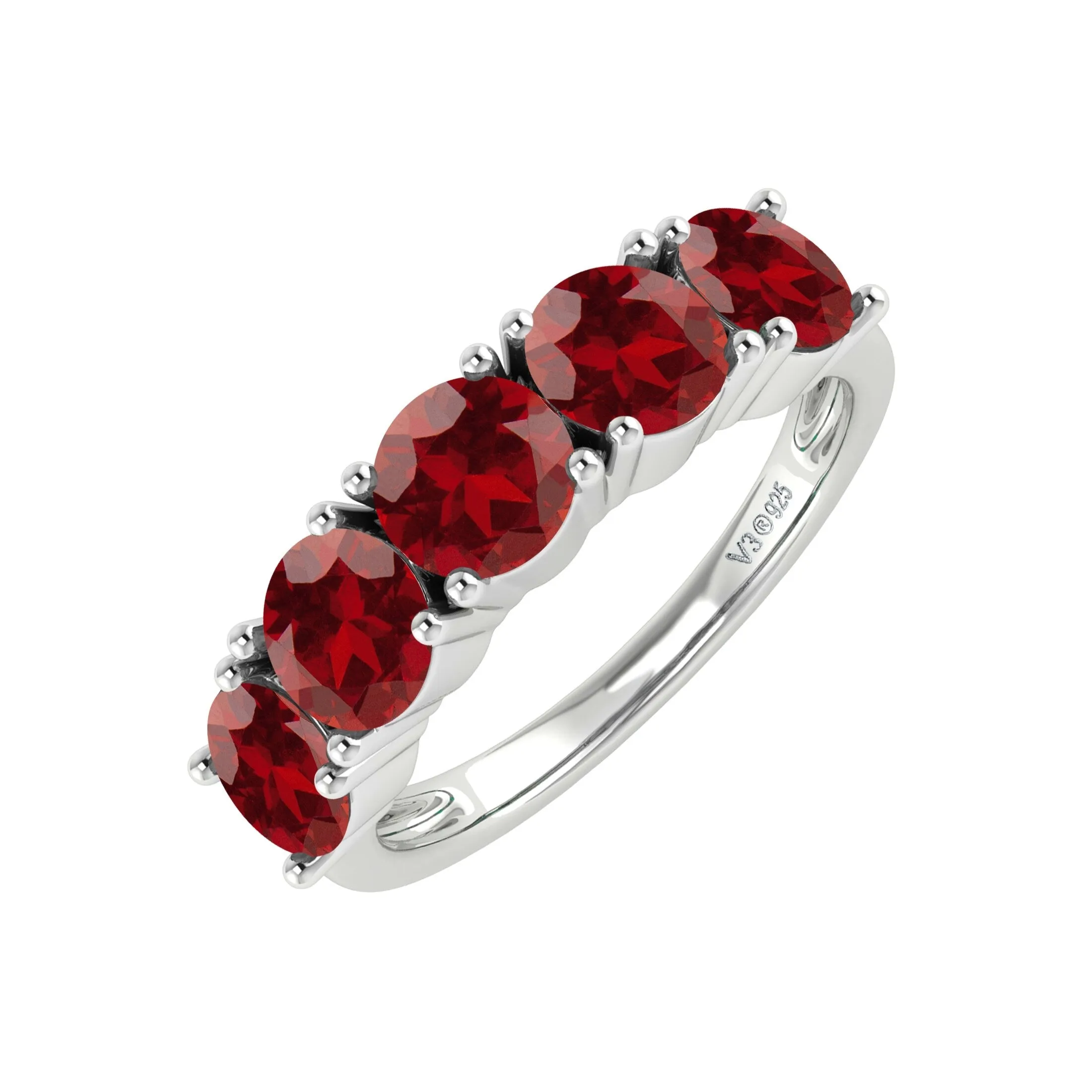 Sterling Silver Natural Garnet Five Stone Band Ring sold by Zulily product image thumbnail 3