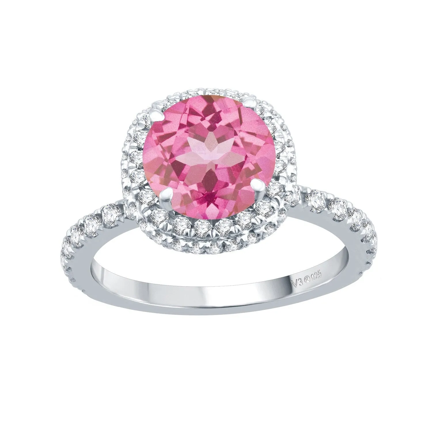 Sterling Silver Pink Topaz and White Topaz Double Halo Ring sold by Zulily