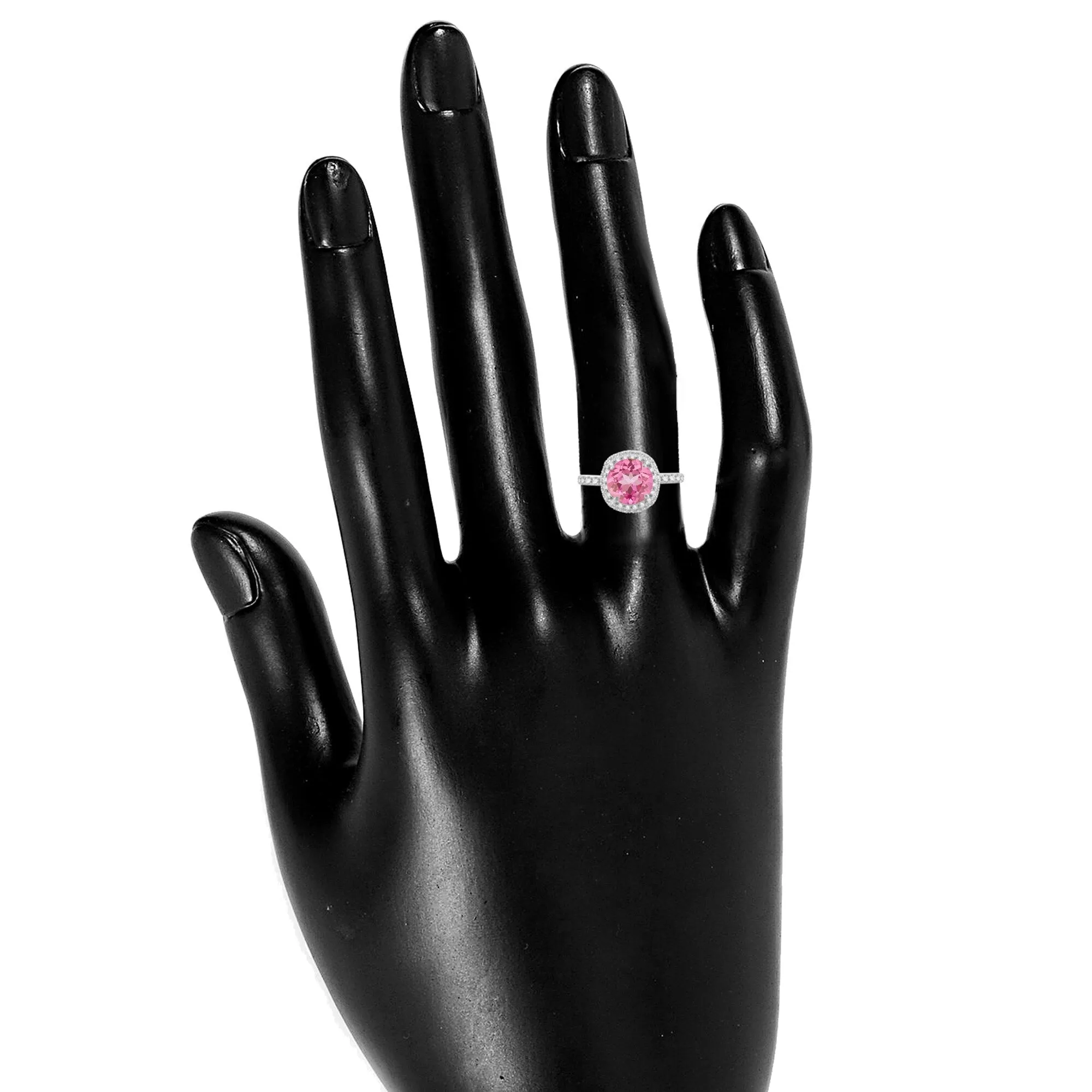 Sterling Silver Pink Topaz and White Topaz Double Halo Ring sold by Zulily product image thumbnail 5